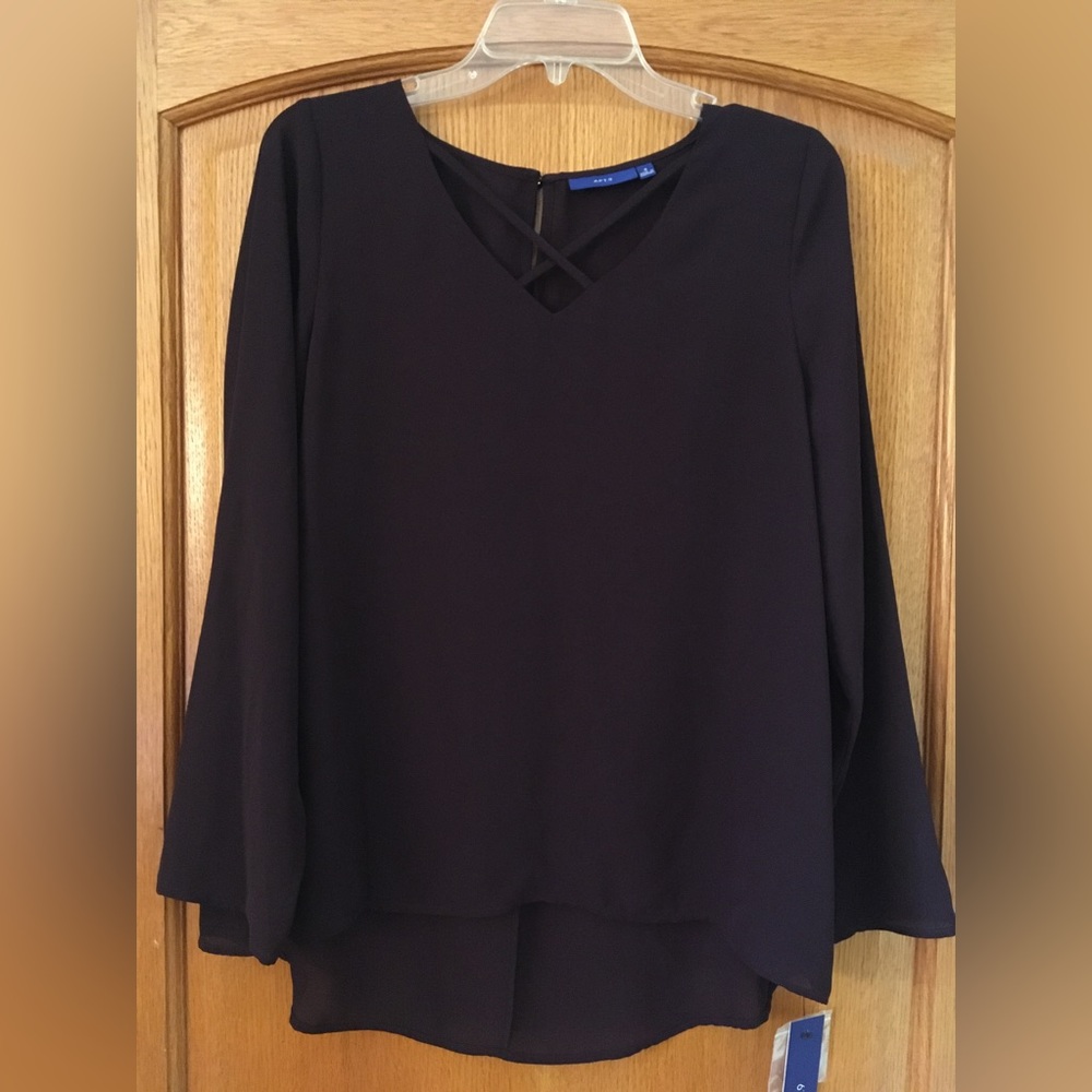 NWT, Apt 9 flowy long sleeved blouse, plum, sz small